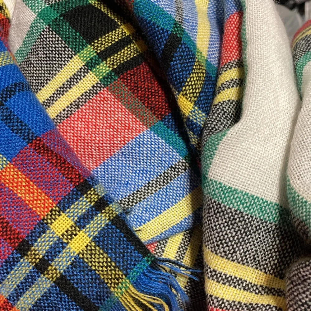 LANDS' END large plaid scarf EUC 0822